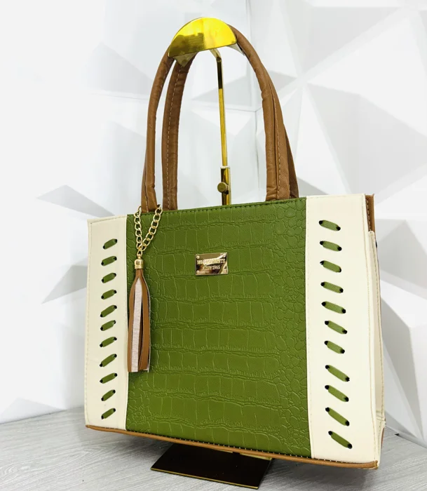 Bolsa tote verde efecto cocodrilo